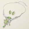 Fashnzfab Crystal Detail Enamel Leaf Necklace In Multi