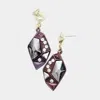 Fashnzfab Crystal Detail Geo Metal Earrings In Purple