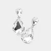 Fashnzfab Crystal Double Crystal Teardrop Evening Earrings In Multi
