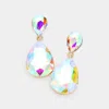 Fashnzfab Crystal Double Teardrop Evening Earrings - Ab, Gold In Multi