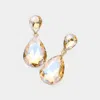 Fashnzfab Crystal Double Teardrop Evening Earrings - Gold, Lt Col Topaz In Gold