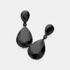 Fashnzfab Crystal Double Teardrop Evening Earrings In Black