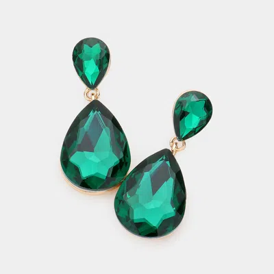 Fashnzfab Crystal Double Teardrop Evening Earrings In Gold