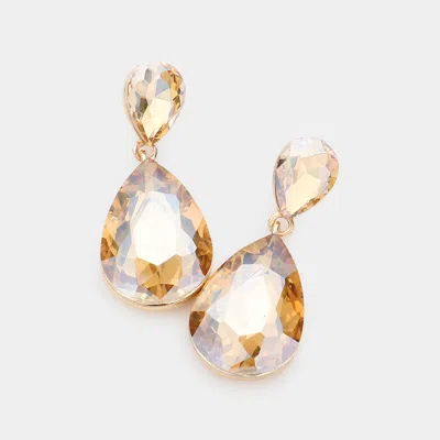 Fashnzfab Crystal Double Teardrop Evening Earrings In Multi