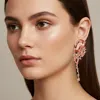 Fashnzfab Crystal Drop Evening Statement Earrings In Multi