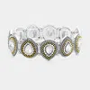 Fashnzfab Crystal Droplet Stretch Bracelet In Metallic