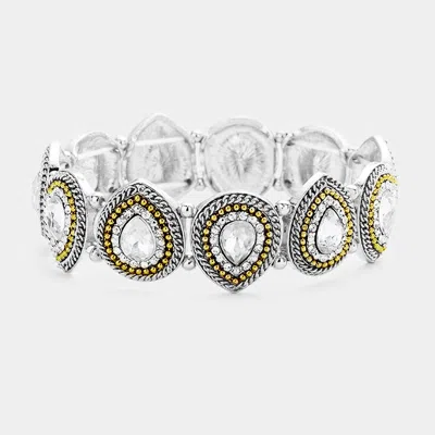 Fashnzfab Crystal Droplet Stretch Bracelet In Metallic