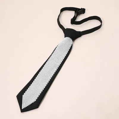 Fashnzfab Crystal Embellished Adjustable Tie Necklace - Black, White In Multi