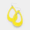 Fashnzfab Crystal Embellished Cut Out Leather Teardrop Earrings In Yellow