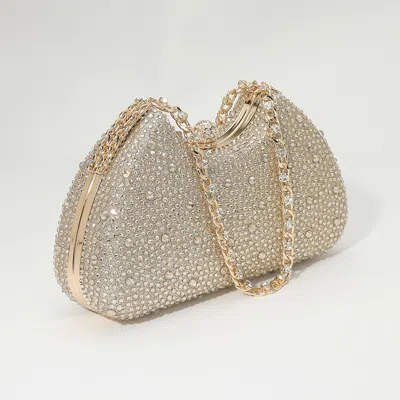 Fashnzfab Crystal Embellished Evening Clutch Bag In Gold