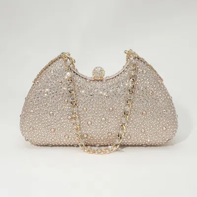 Fashnzfab Crystal Embellished Evening Clutch Bag In White