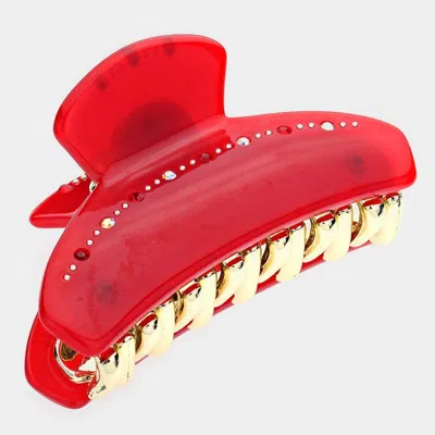 Fashnzfab Crystal Embellished Hair Claw Clip In Red