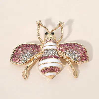 Fashnzfab Crystal Embellished Honey Bee Brooch In Gold