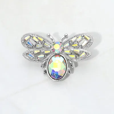 Fashnzfab Crystal Embellished Honey Bee Pin Brooch In Blue