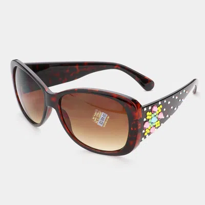 Fashnzfab Crystal Embellished Sunglasses In Brown