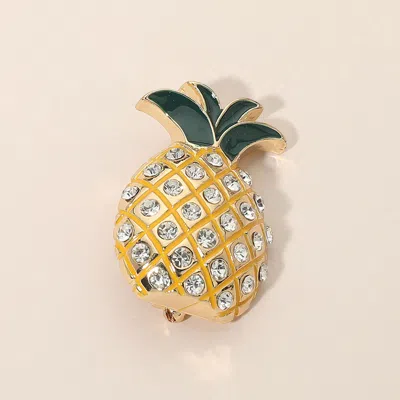 Fashnzfab Crystal Enamel Pineapple Pin Brooch In Multi