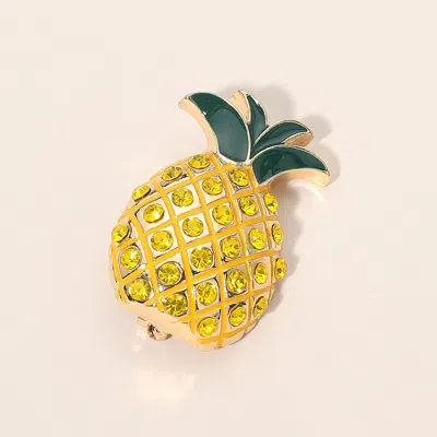 Fashnzfab Crystal Enamel Pineapple Pin Brooch In Yellow