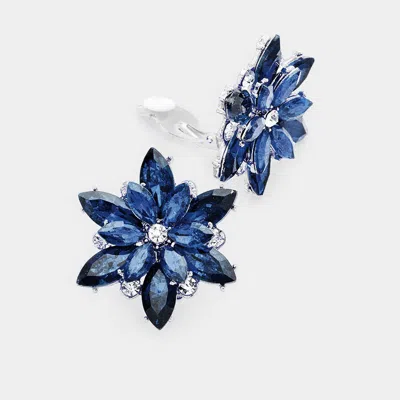 Fashnzfab Crystal Flower Clip On Evening Earrings In Multi