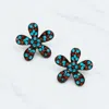 Fashnzfab Crystal Flower Stud Earrings - Brown, Smoked Topaz In Neutral