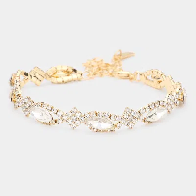 Fashnzfab Crystal Glass Marquise Evening Bracelet In Gold