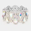 Fashnzfab Crystal Glass Teardrop Evening Stretch Bracelet Ab, Silver In Multi