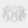 Fashnzfab Crystal Glass Teardrop Evening Stretch Bracelet In Metallic
