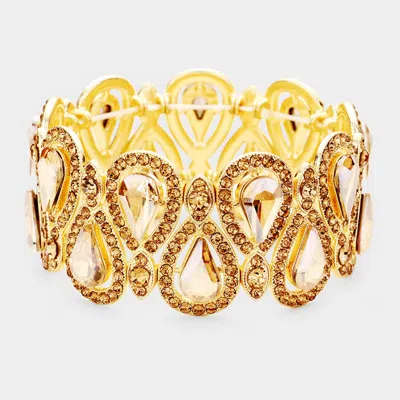 Fashnzfab Crystal Glass Teardrop Evening Stretch Bracelet In Multi