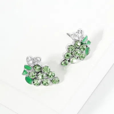 Fashnzfab Crystal Grape Cluster Stud Earrings In Green