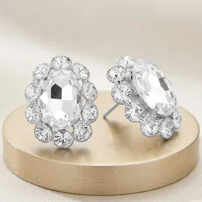 Fashnzfab Crystal Halo Stud Evening Earrings In Multi