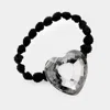 Fashnzfab Crystal Heart Accented Stretch Hair Band In Brown