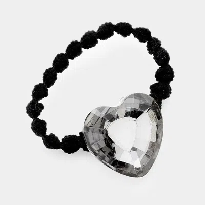 Fashnzfab Crystal Heart Accented Stretch Hair Band In Brown