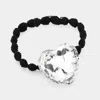 Fashnzfab Crystal Heart Accented Stretch Hair Band In Black