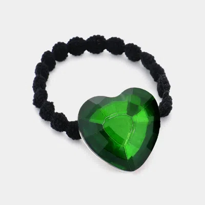 Fashnzfab Crystal Heart Accented Stretch Hairband In Black