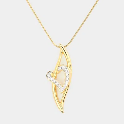Fashnzfab Crystal Heart Pendant Necklace In Gold