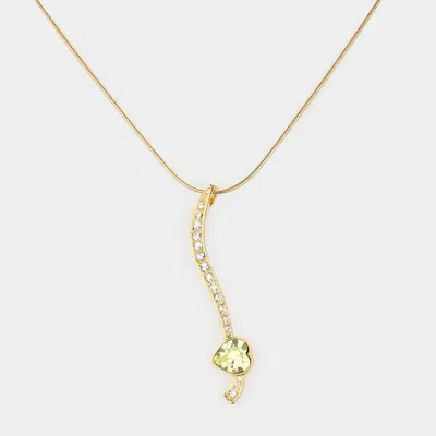 Fashnzfab Crystal Heart Tail Pendant Necklace In White