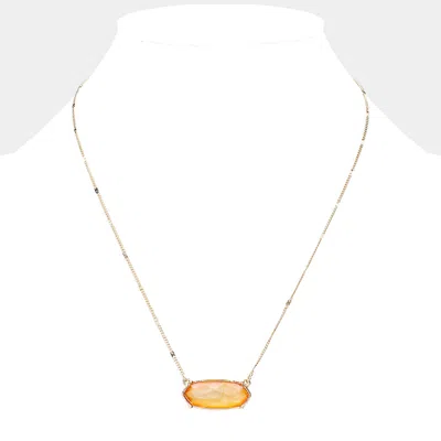 Fashnzfab Crystal Hexagon Pendant Metal Chain Necklace In Gold