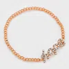 Fashnzfab Crystal "hope" Metal Ball Stretch Bracelet Clear, Rose Gold In Brown