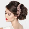 Fashnzfab Crystal Leaf Cluster Bun Wrap Headpiece In Pink