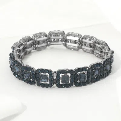 Fashnzfab Crystal Link Stretch Evening Bracelet In Blue