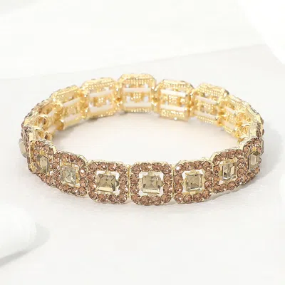 Fashnzfab Crystal Link Stretch Evening Bracelet In Gold