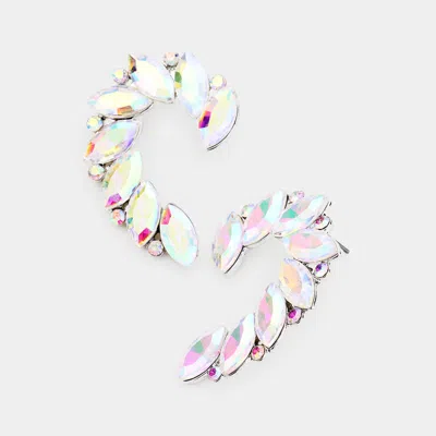 Fashnzfab Crystal Marquise Accented Evening Earrings In Pink