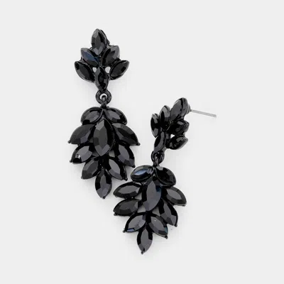 Fashnzfab Crystal Marquise Cluster Drop Evening Earrings In Black