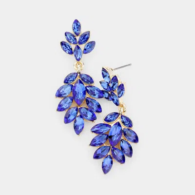 Fashnzfab Crystal Marquise Cluster Drop Evening Earrings In Blue