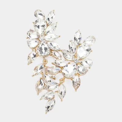 Fashnzfab Crystal Marquise Dangle Evening Earrings In Gold