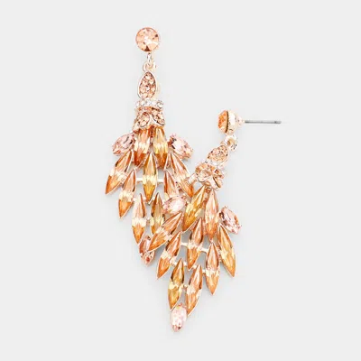 Fashnzfab Crystal Marquise Rhinestone Evening Earrings - Peach, Rose Gold