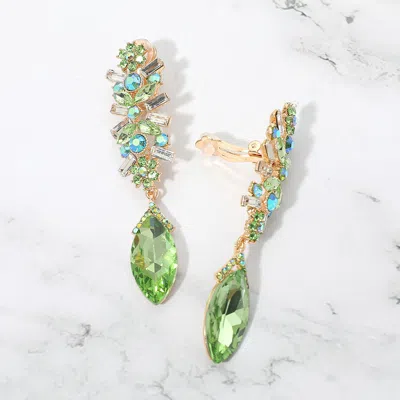 Fashnzfab Crystal Marquise Rhinestone Pave Evening Clip On Earrings In Multi