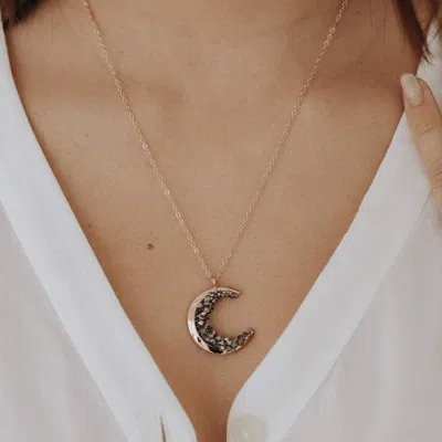Fashnzfab Crystal Moon Necklace In Multi