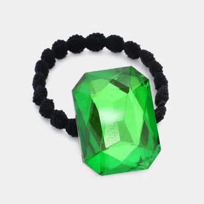 Fashnzfab Crystal Octagon Accented Stretch Hairband In Green