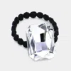 Fashnzfab Crystal Octagon Accented Stretch Hairband In Black
