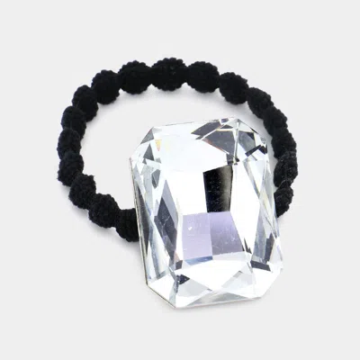 Fashnzfab Crystal Octagon Accented Stretch Hairband In Black